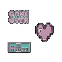 cute cartoon pink game console game over enamel brooch mosaic love brooch wholesale lapel pin