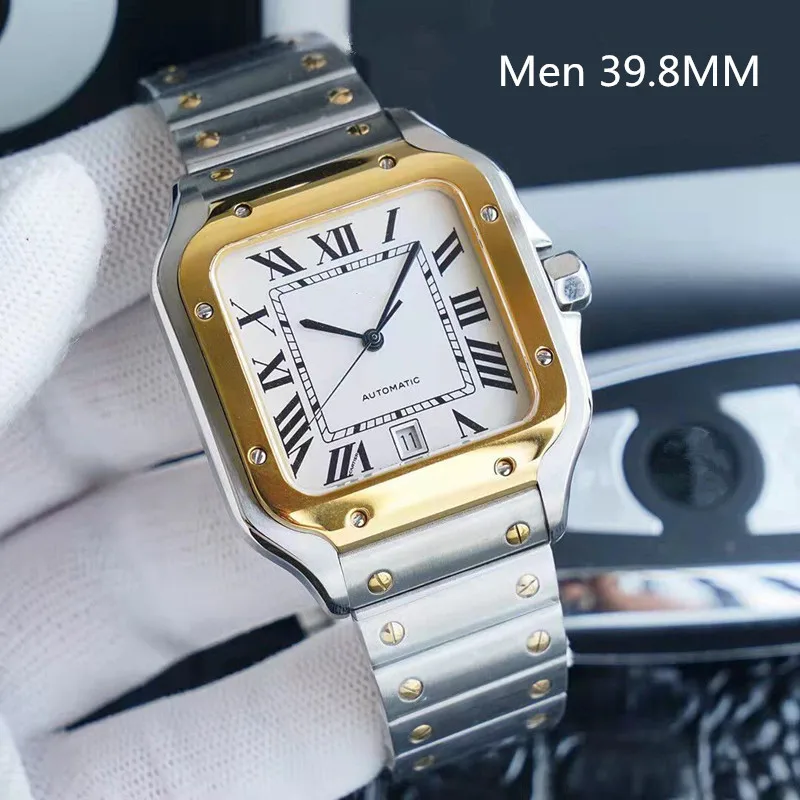 

Luxury Brand Santos Diamonds Classic Men 39.8Mm Mechanical Watches Waterproof Automatic Ladies 35.1MM Wristwatches