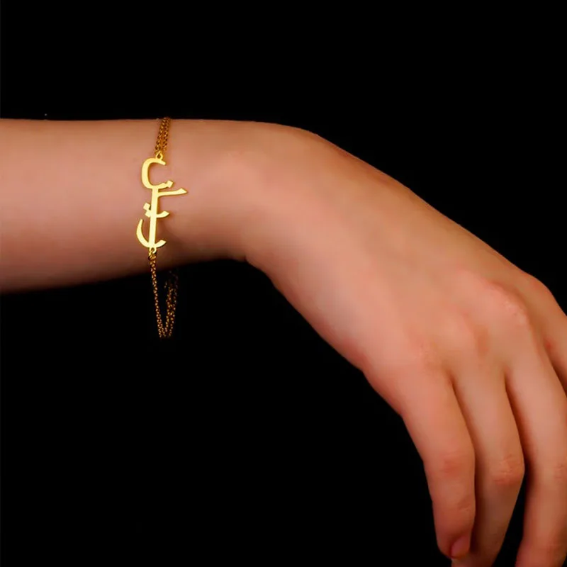 

Personalized Font Pendant Bracelets Islam Jewelry Custom Stainless Steel Gold Chain Arabic Name Bracelet Women Bridesmaid Gift