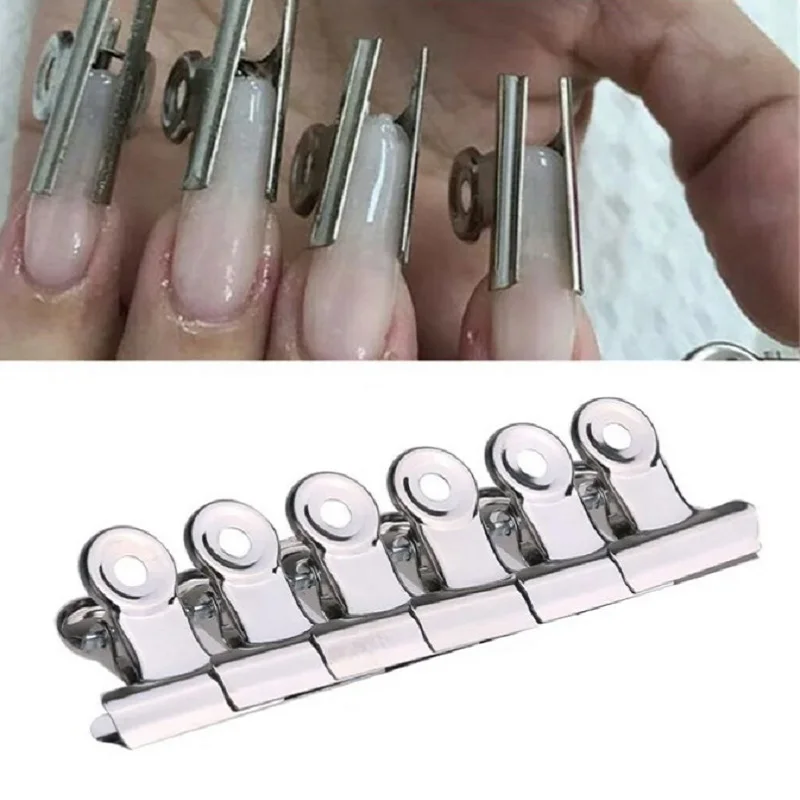

6pcs Russian C Curve Nail Pinching Clips French Nail Form Tips Stainless Steel Acrylic Nails Pinchers Manicure Tool