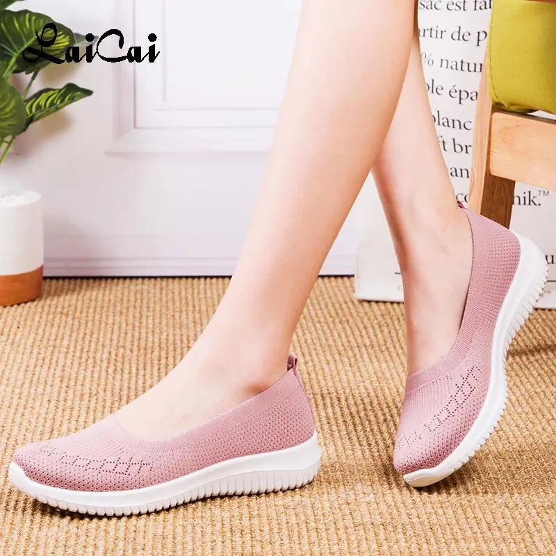 

Large Dimensions Knitting Slip on Sports Female Socks Sneakers for Woman Sport Shoes Women Running Pink Woman Chassure GME-2994