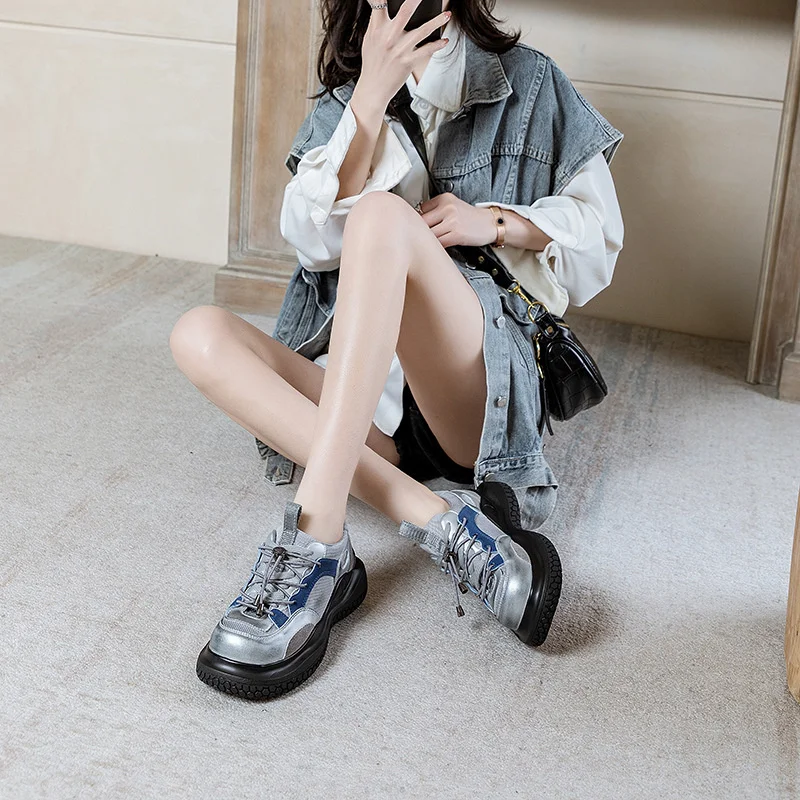 2022 New Versatile Ladies Ins Tide Spelling Color Thick Bottom Casual Sports Shoes Straps Low-top Koreanversion Women Boardshoes