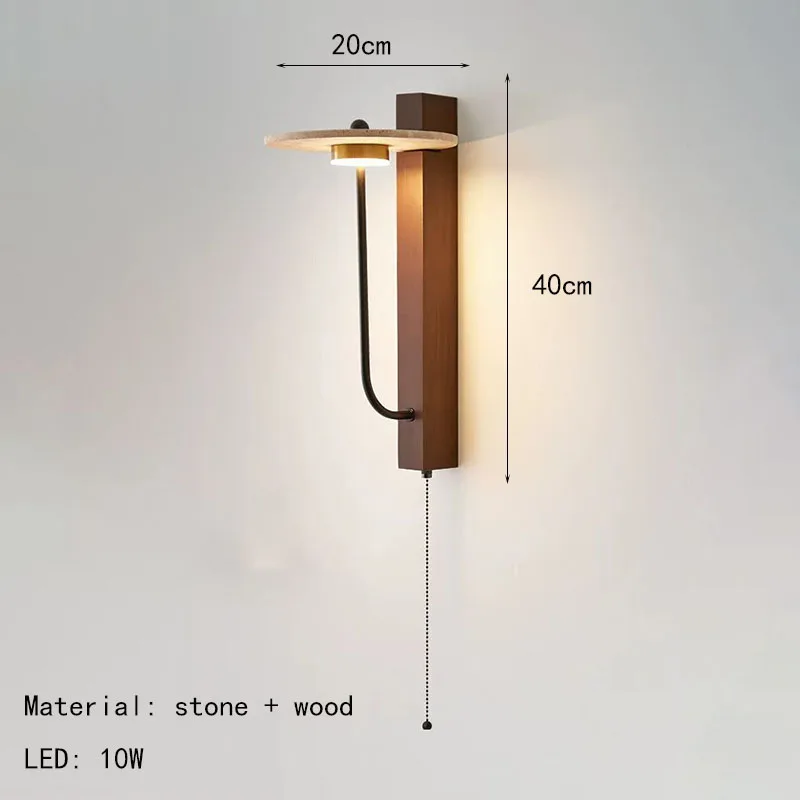 

Настенный светильник IWP круглый из камня и дерева 3000K