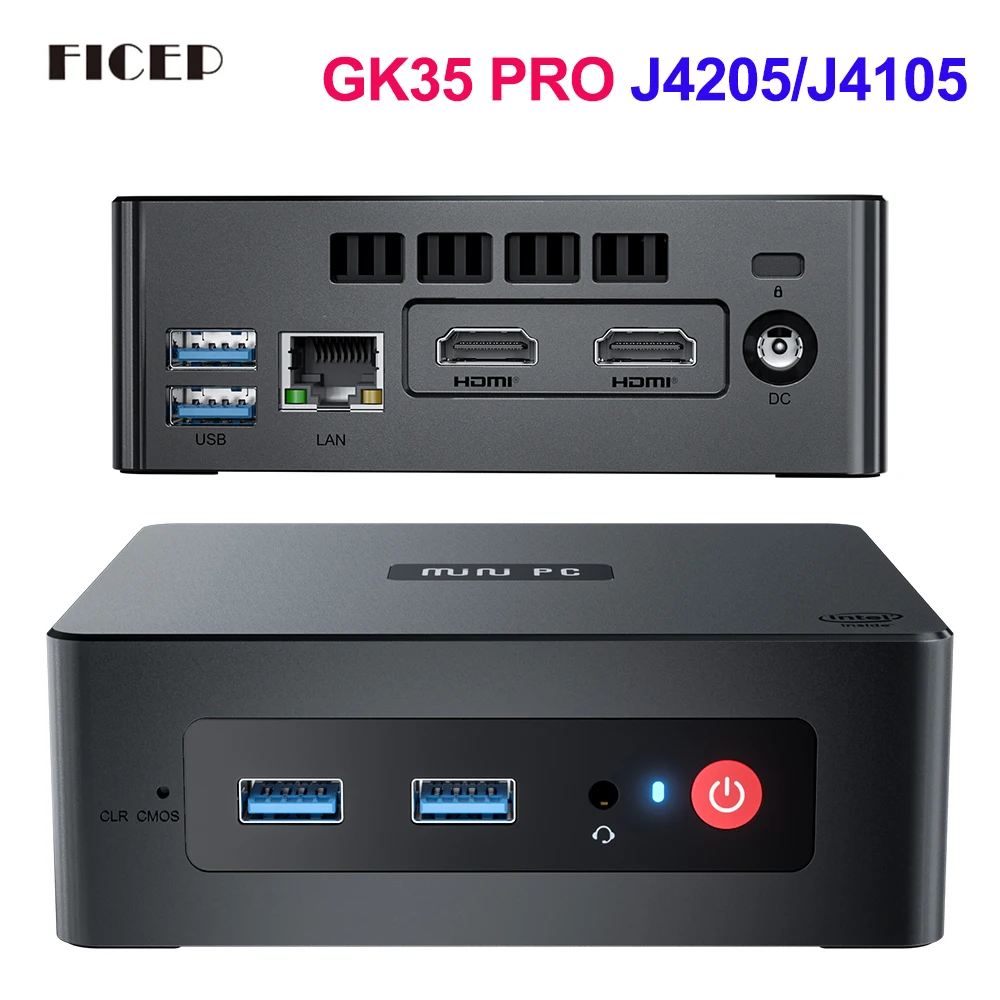 

Мини-ПК GK35 Pro, Windows 10, Intel Apollo Lake Celeron J4205 J4105 8 ГБ ОЗУ 128 ГБ 256 ГБ SSD Wifi BT 1000M LAN