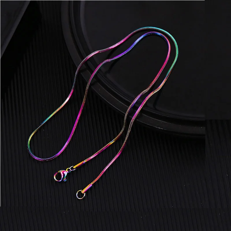 

2022 100% Stainless Steel Rainbow Clorful Round Snake Cuba Link Chain Necklace Men Women New Jewelry Grunge Stout Cute Statement