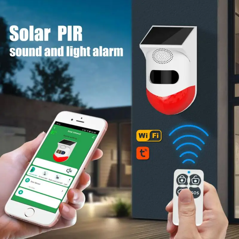 

Tuya Wifi Solar Alarm Infrared Sensor Alarm Anti-Theft Alarm PIR Intrusion Detector Security Alarm System Safeguard With 433