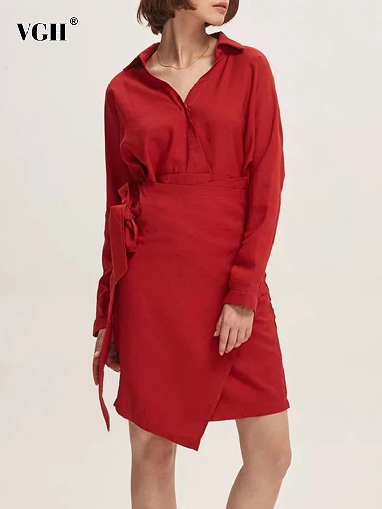 

Женское мини-платье с V-образным вырезом, длинным рукавом и высокой талией