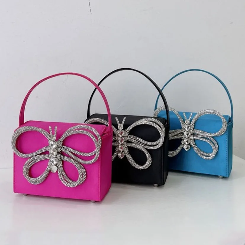 

Shiny Diamond Bow Knot Bag Women 2023 New Korean INS Nylon Hand Wallet Shoulder Bags UK Fashion Design Brand Luxury Handbags
