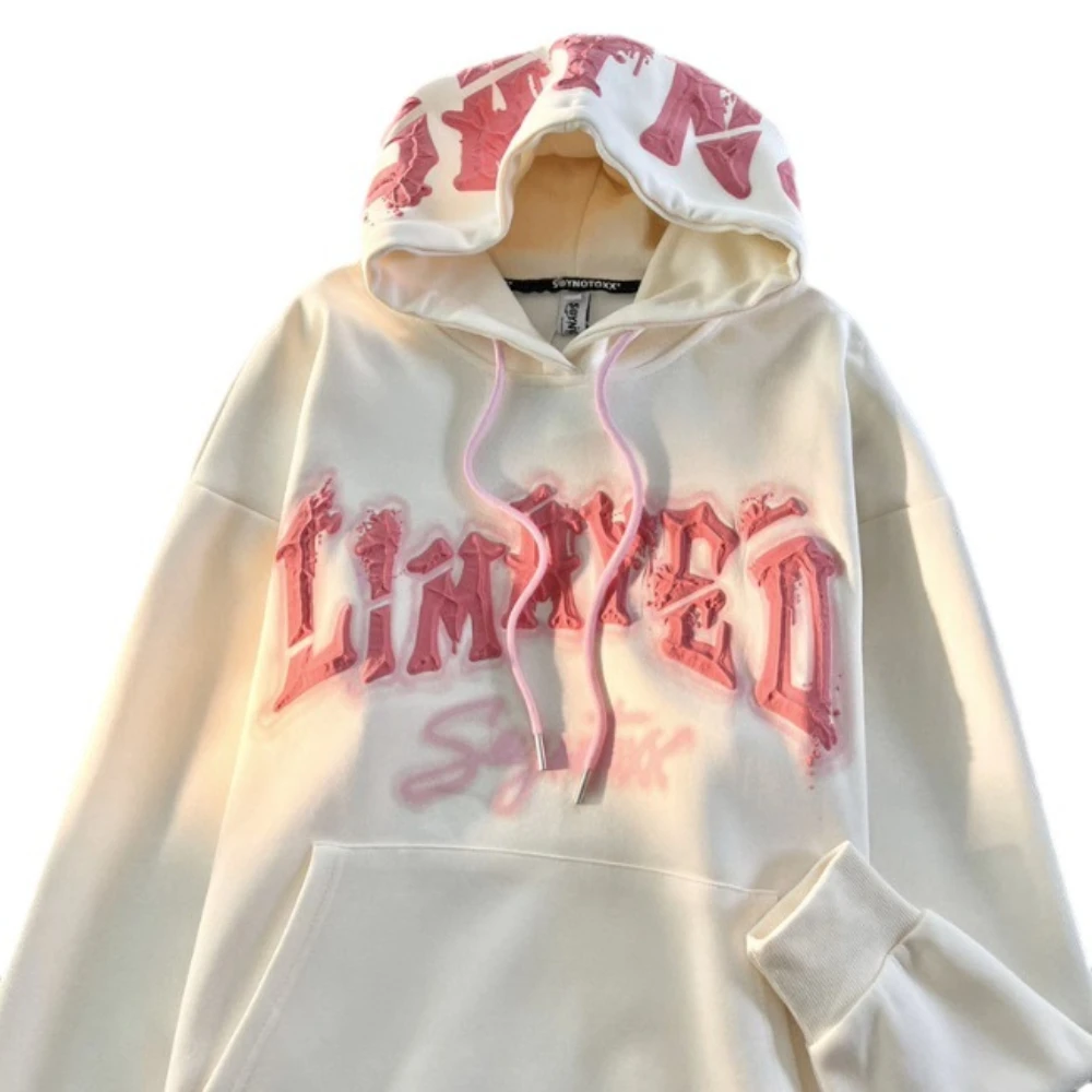 Женский топ для осени и зимы толстовка с капюшоном буквенным принтом