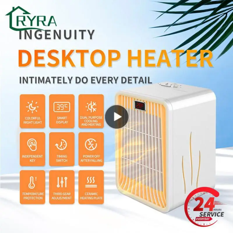 

Mini Desktop Heater Smart Constant Temperature Portable LED Night Light Timer Small Heater 1000-1200w