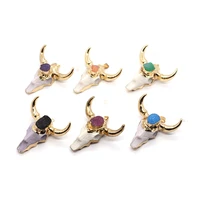 1pc 47x47mm big size bull head skull pendants resin with crystal bud diy making necklace jewelry accessions 8 types for choice