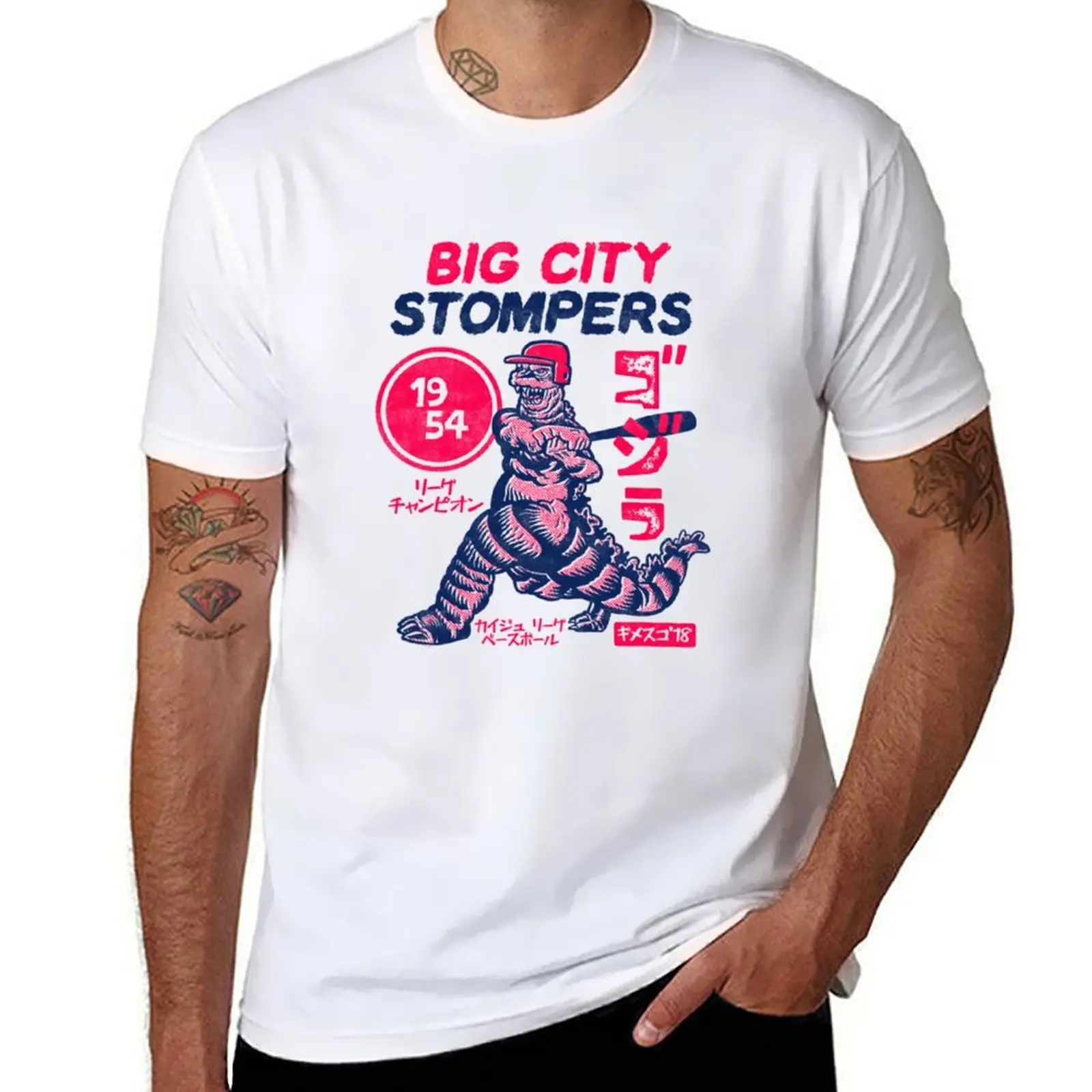 Фото Футболка Big City Stomper, мужская футболка, 100% хлопок, футболка с изображением аниме, футболки для мужчин, мягкая хлопковая футболка №1