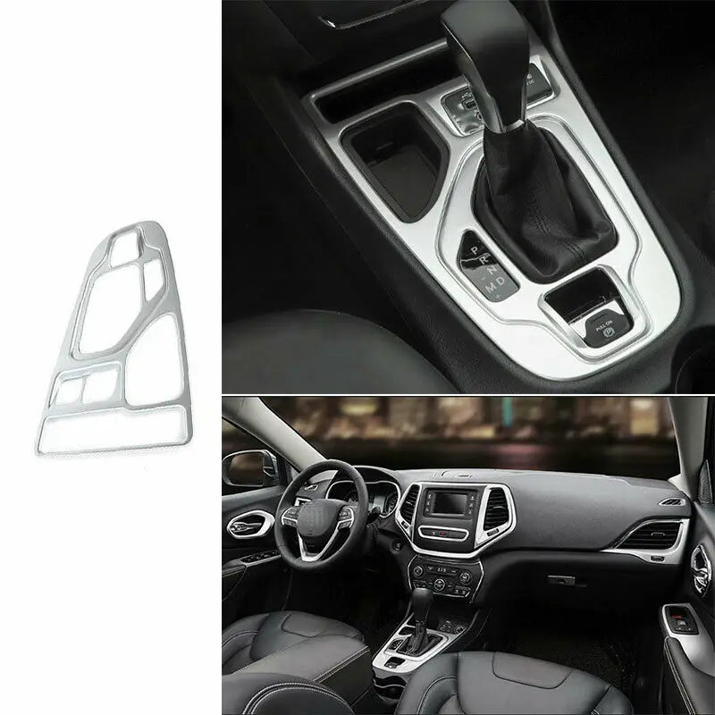 

For Jeep Cherokee 2019-2020 Matte Silver Central Console Gear Shift Panel Trim