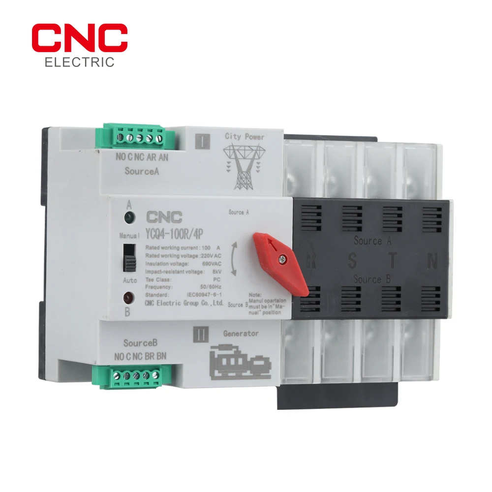 CNC YCQ4-100R/4P ATS 50/60Hz 220V PC Dual Power Automatic Transfer Switch 63a/A бытовой переключатель - купить по