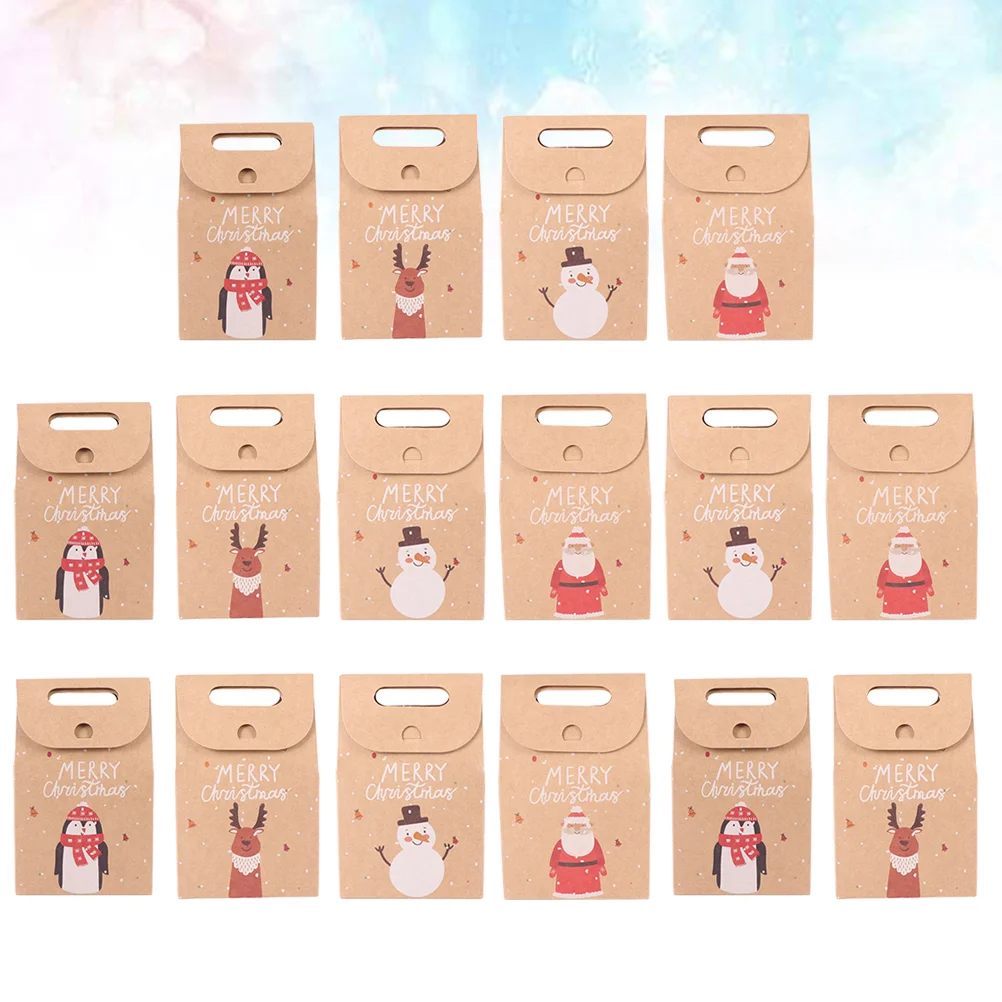 

Christmas Bag Bags Kraft Candy Paper Cookie Gift Party Supplies Favor Box Xmas Presenthandle Treat Holiday Goodie