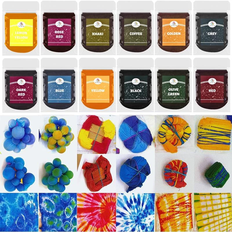 

DIY Color Reactive Tie Dye Kit Handmade Tie Dye Powder T-shirt Silk Scarf Clothes Color Changing Pigment Powder Tool Accessories