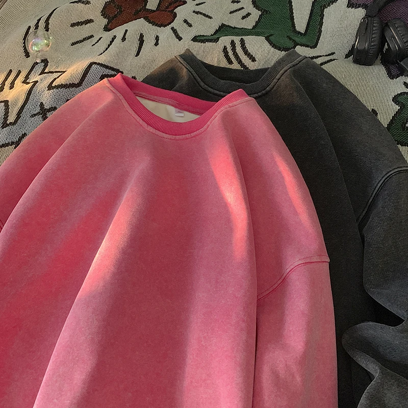 

Vintage Fall Combed Cotton Women Sweatshirts Acid Washed Pullovers Girls Oversized Hoodies 2023 Female Casual Tops Clothing