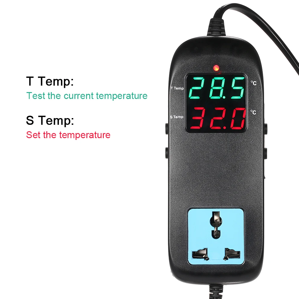 

Meterk Electronic Thermostat LED Digital thermoregulator Breeding Temperature Controller Thermocouple with Socket AC 90V~250V