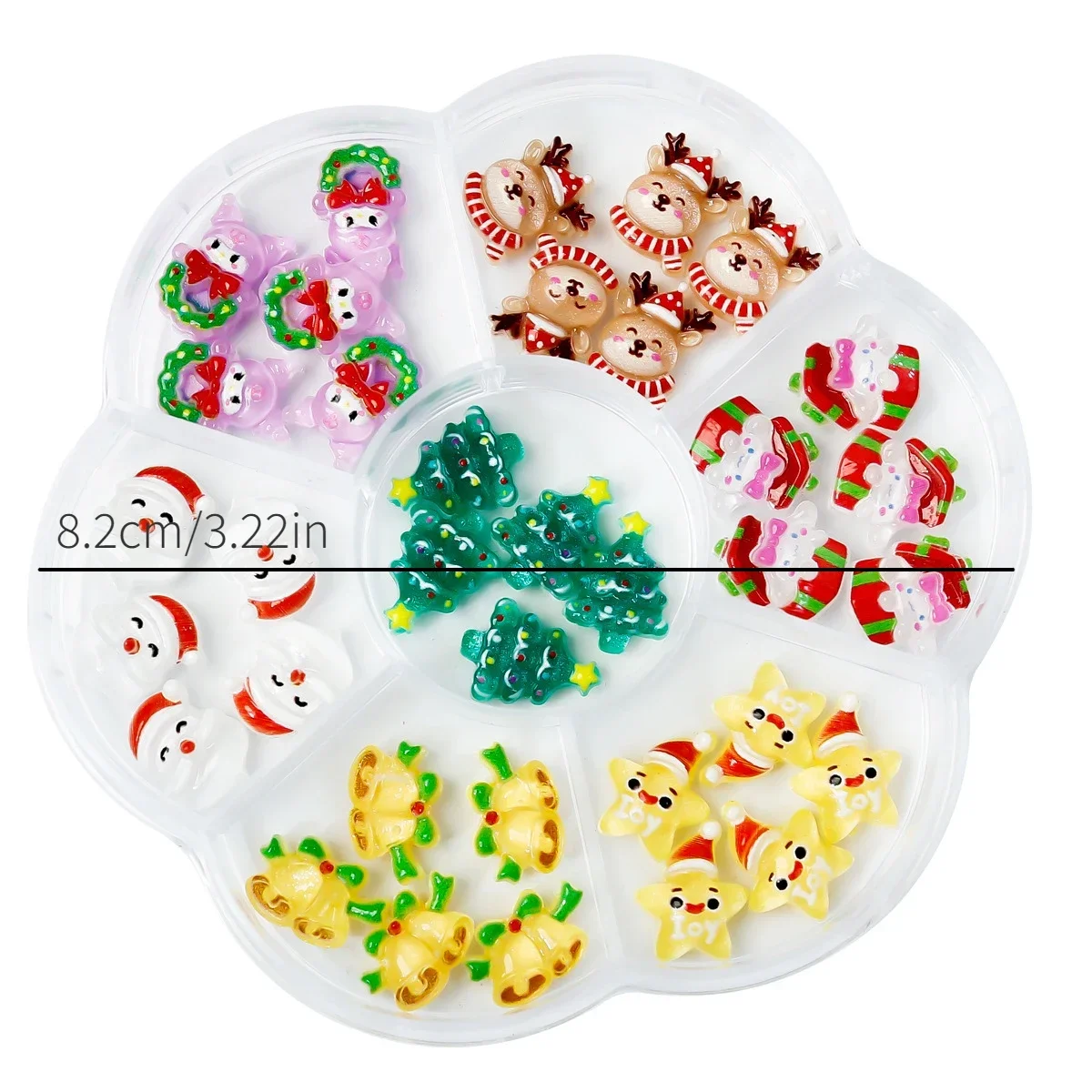 Подвеска для ногтей 1 коробка Рождественский Декор из смолы микс новогодний