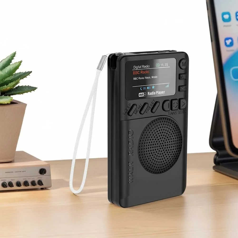 Фото Мини-радиоприемник DAB/FM с цветным экраном, перезаряжаемый, карманный, с Bluetooth 5.0, воспроизведением MP3 и функцией динамика для кемпинга и походов №3