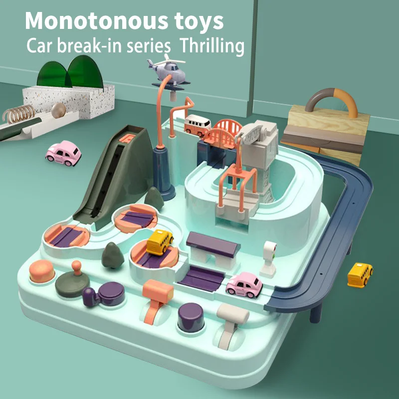 

Children's Track Car Adventure Game Educational Toy Model Racing Track Car Game Mechanical Interactive Train Parking Lot Toys