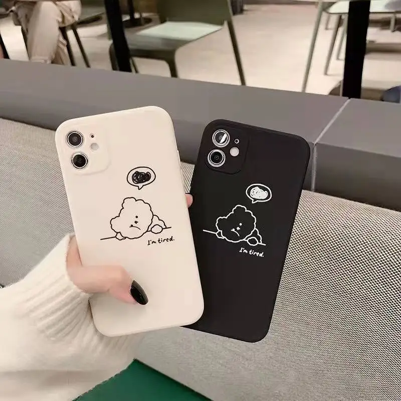 

Tired Bear Cartoon Phone Case For iPhone 13 12 11 Pro MAX 6 6S 7 8 Plus 13 12 Mini X XR XS MAX Funda Liquid Silicone Cover TPU