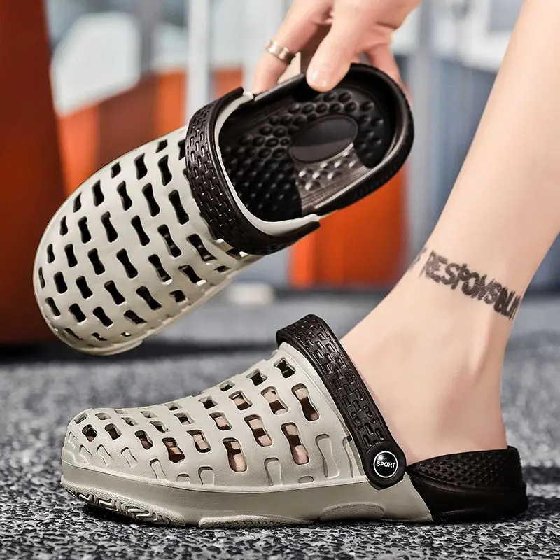

Summer Sandals Men 2023 New Hole Shoes Soft Sole Comfortable Boys Outdoor Slippers Male Water Shoes Man Breathable Garden Shoes