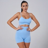 seamless yoga set women fitness sportswear 2022 hot sale gym clothing workout clothes two piece set high waist leggings crop top