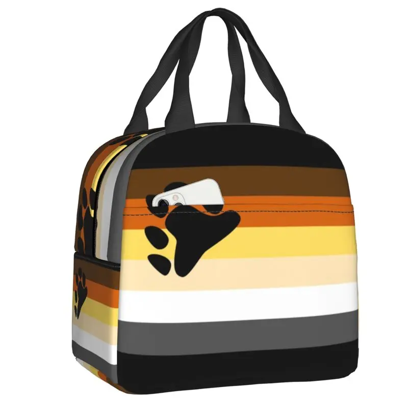 

Gay Bear Paw Pride Flag Insulated Lunch Bags for Women LGBT GLBT Resuable Cooler Thermal Bento Box Work School Travel