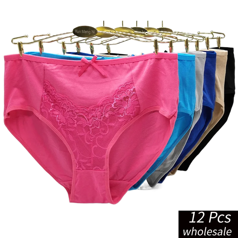Alyowangyina 12 Pcs/lot Wholesale Size 2xl 3xl 4xl Women Fashion Cotton Panties Female Underwear Lady Panties Girl Briefs #89186