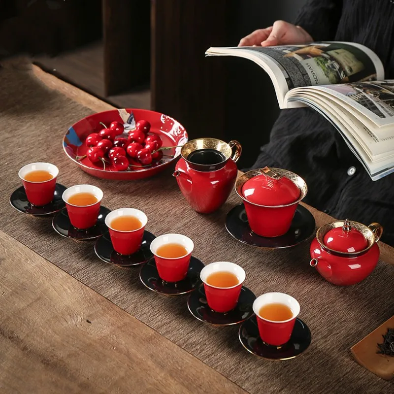 

One Pot Six Cups Ceramic Teapot Covered Bowl Tea Cup Set Wholesale Home Office Gifts Souvenirs Sets Complete Teaware Kitchen Bar