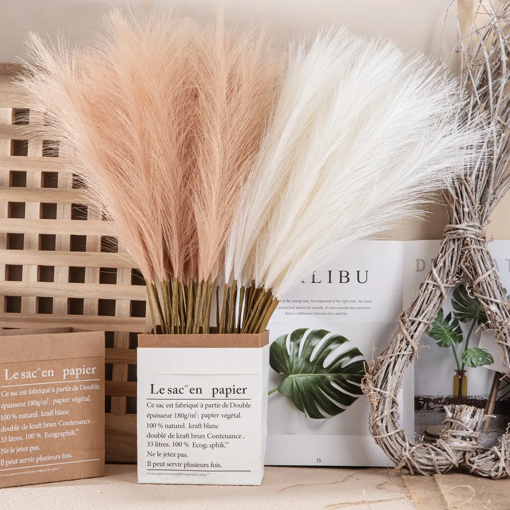 

57cm Mini Pampas Reed Grass INS Wind Artificial Flower Home Decoration Wedding Flower Bedroom Decoration Plante Artificielle