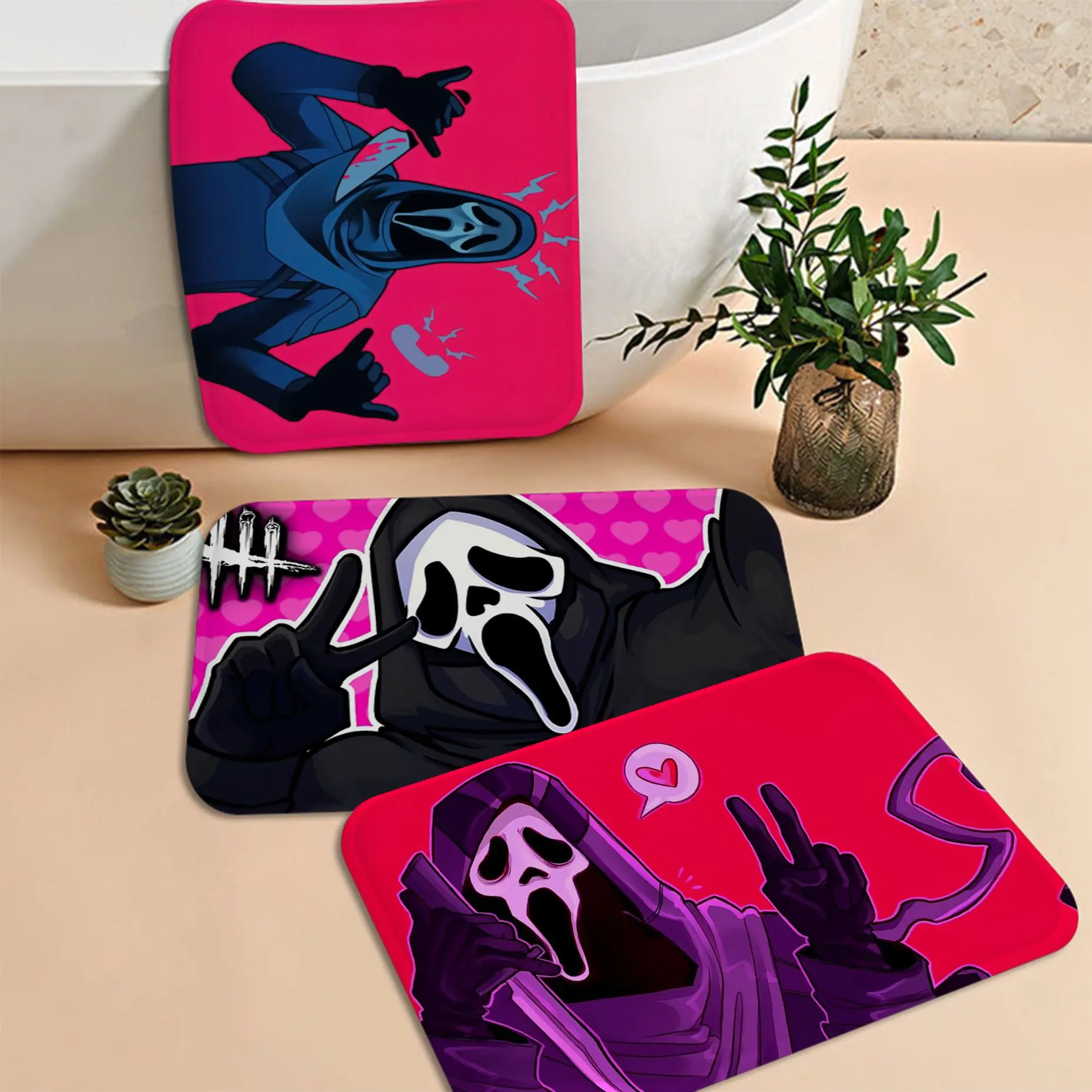

Ghostface Horror Scream Art Bath Mat Rectangle Anti-slip Home Soft Badmat Front Door Indoor Outdoor Mat Welcome Doormat