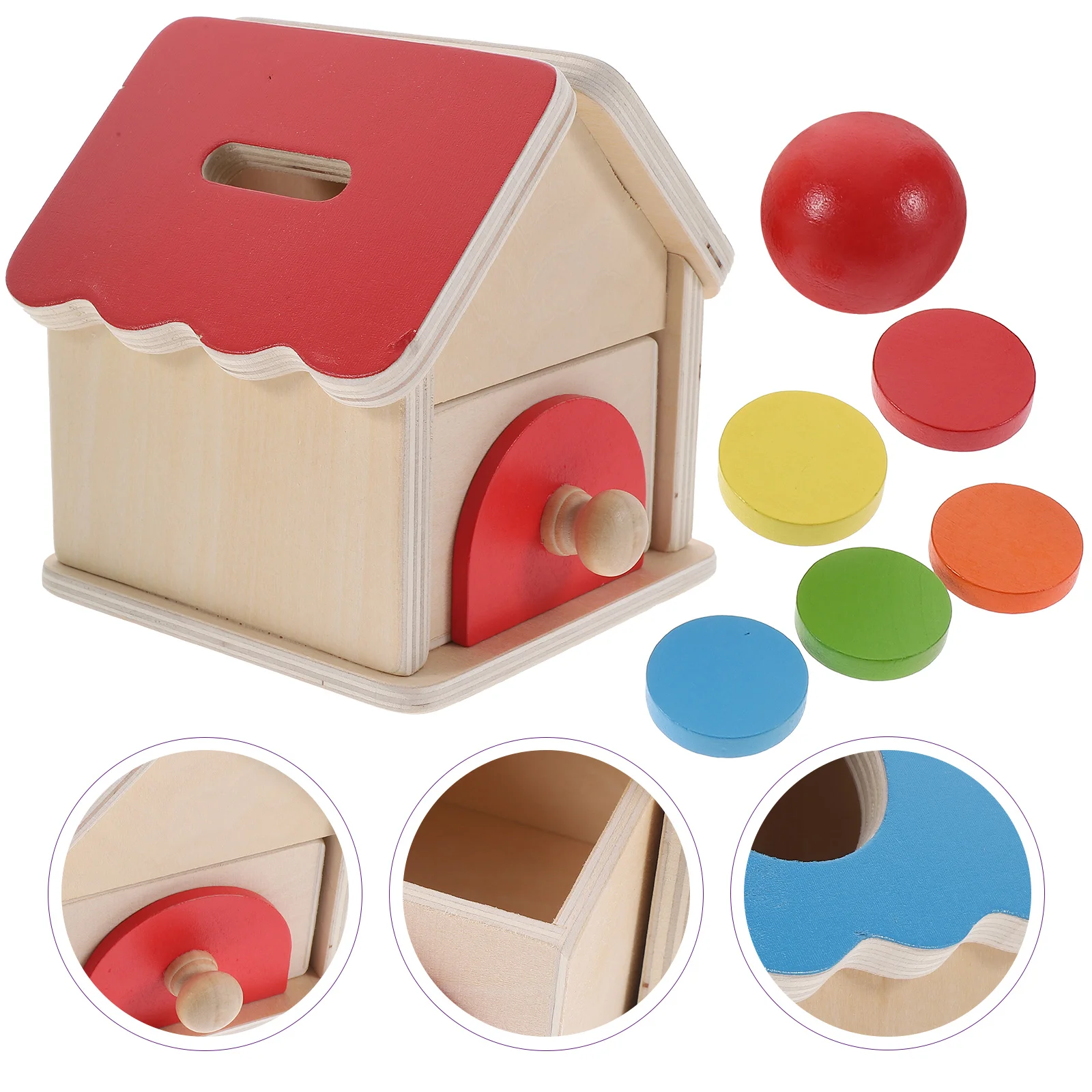 

1 Set Wooden Coins Ball Matching Box Wood Sorting Toy Fine Motion Coin Box