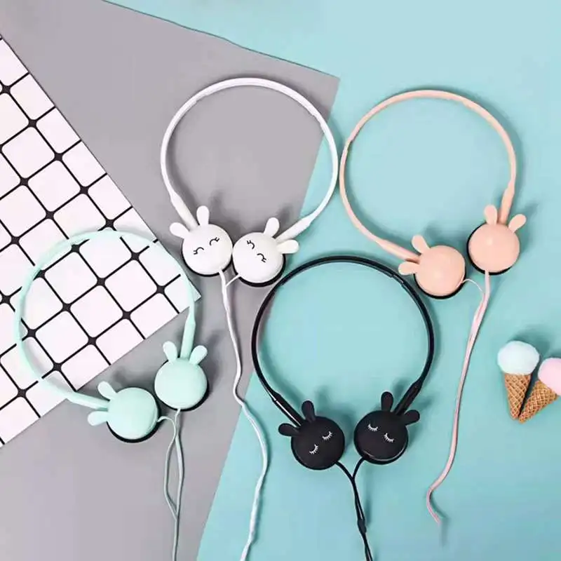 

Проводные наушники с милым мультяшным Кроликом, стереонаушники 3,5 мм, проводная гарнитура с микрофоном для детей, подарок