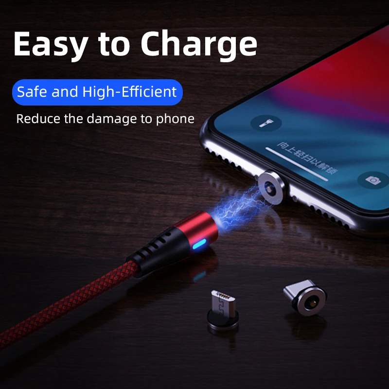 AUFU LED Magnetic USB Charging Cable USB Type C Phone Cable Magnet Phone Charger Micro USB For iPhone 11 12 Pro Max For Xiaomi