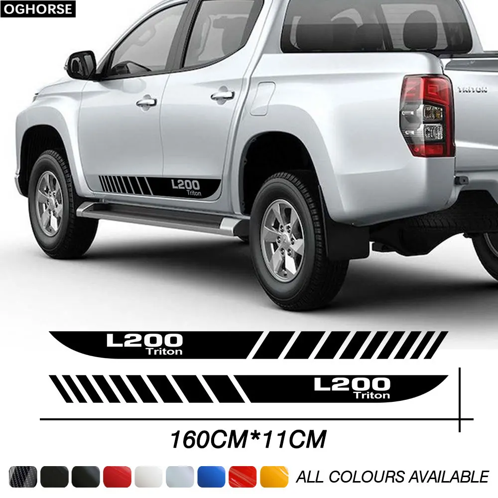 

2 шт. Стильные наклейки для кузова автомобиля Дверная боковая юбка полосатые графические наклейки для Mitsubishi L200 Triton внедорожник пикап 2014-под...