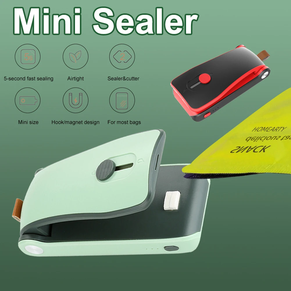 

Mini Bag Sealer Handheld Heat Sealer with Cutter 3-Gear Temperature Settings Food Storage Sealing Machine Kitchen Accessories
