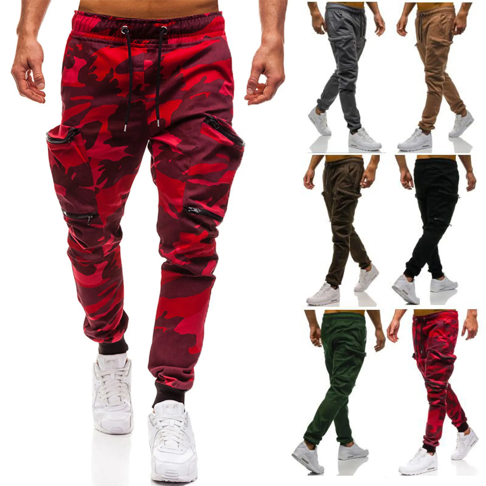 

Fashion New Men's Trousers Joggers Solid Multi-pocket Mans Pants Outwear Casual Sweatpants Man Hip Hop Harem Four Seasons 3xl