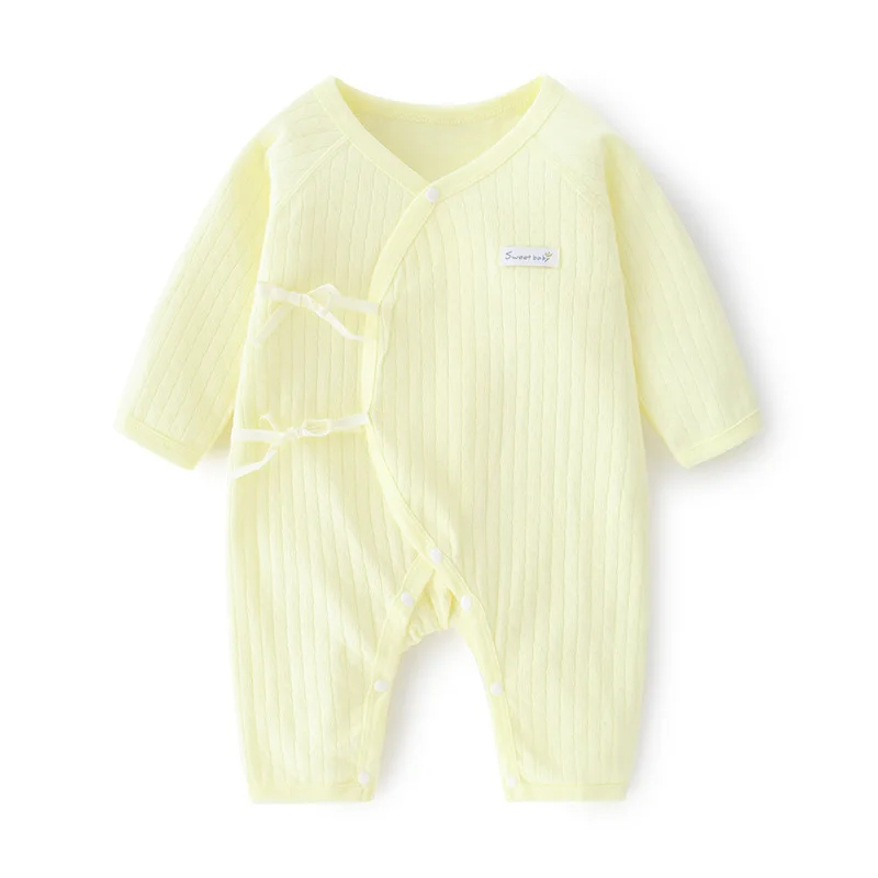 Baby Clothes Bodysuit Sweatshirt 100% Cotton Newborn Infant Toddler Long Sleeve Girls Boys Lace-up Onesie