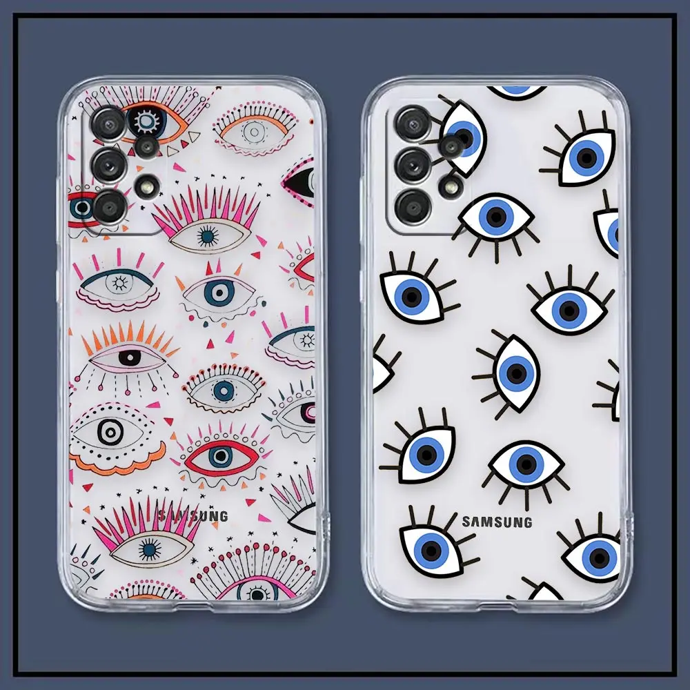 

Blue Evil Eye Lucky Eye Print Clear Case For Samsung A73 A12 A13 A22 A33 A42 A53 5G A32 A50 A31 A71 A21S A51 A23 A10 A30 Case
