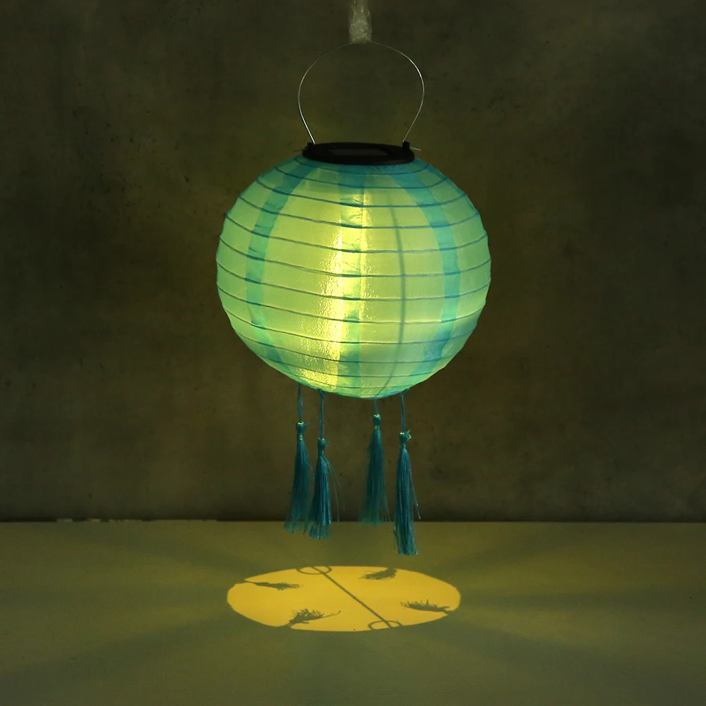 

Garden Camping Hanging LED Light 10inch LED Solar Lantern Solid Color Hanging Festival Tassel Lamp for Party Decor