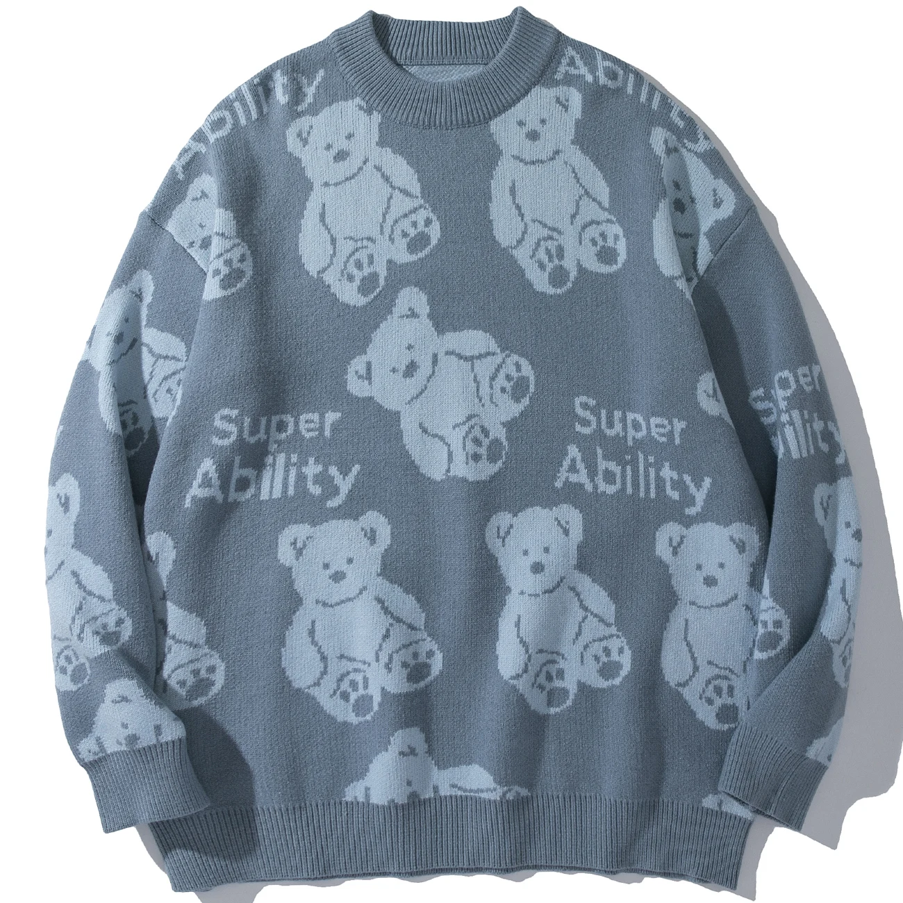 

Cotton Pullover Sweater Men 2022 Autumn Letter Funny Bear Print Knitted Sweater Hip Hop Harajuku Streetwear Sweater Tops