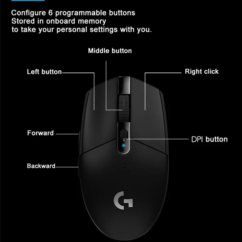 Logitech G304/G305 KDA  Wireless Mouse 6 Programmable 2.4G Ergonomic  Buttons HERO Sensor 12000DPI Adjustable Gaming Mouse images - 6