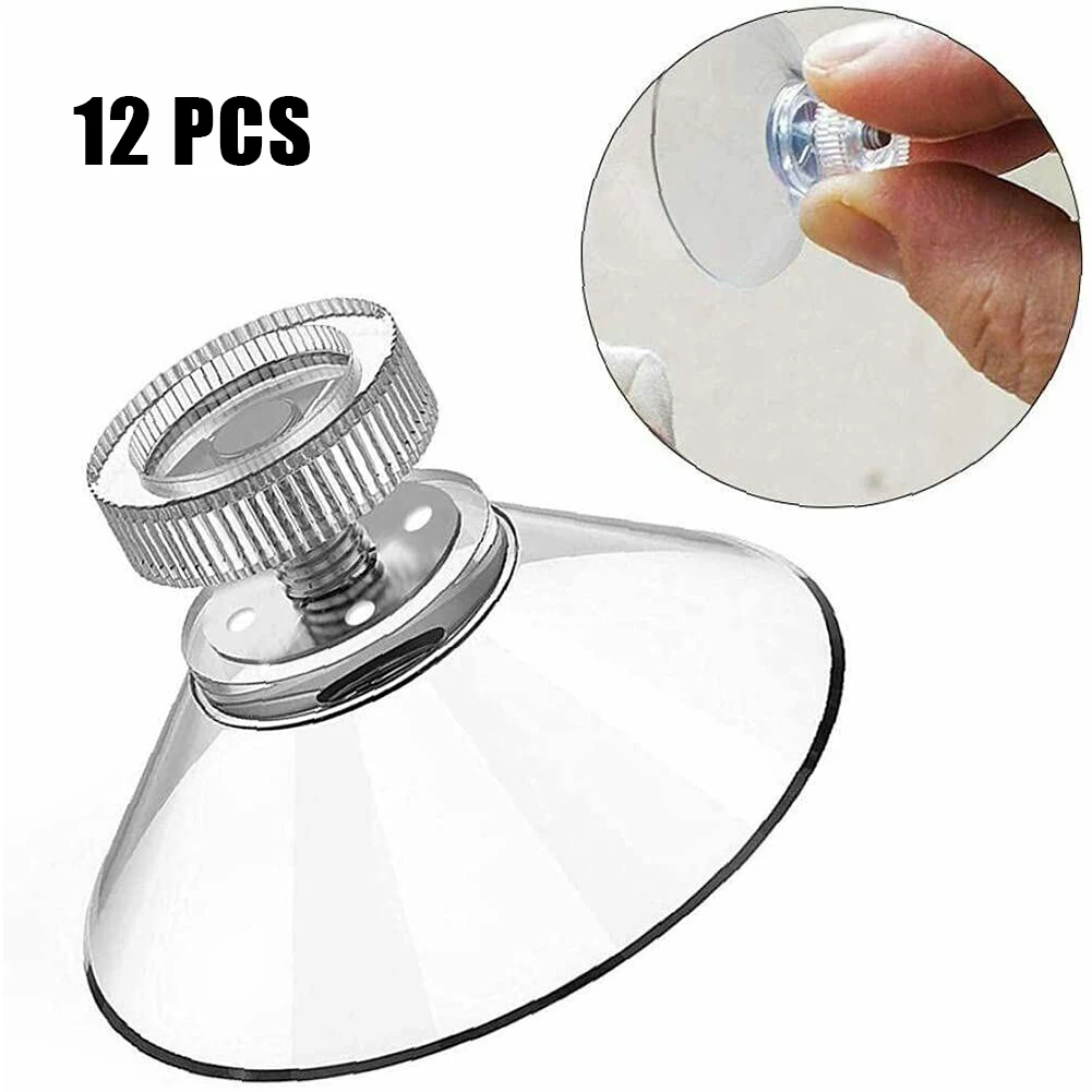 

12PCS 53mm Clear Suction Cups Strong Vacuum Suckers PVC Kitchen Bathroom Wall Hanger Pads Clear Screw Hooks Suction Cup Holder