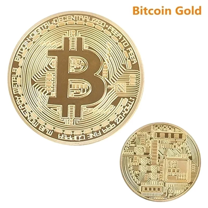 Позолоченная биткойн-монета коллекционная художественная коллекция подарок
