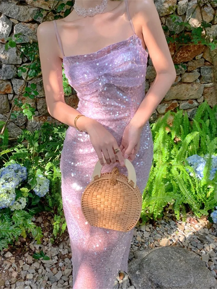 

New Women's Elegant Sexy Spaghetti Strap Prom Dress Female Fashion Slim Evening Party Party Clothes Vestidos