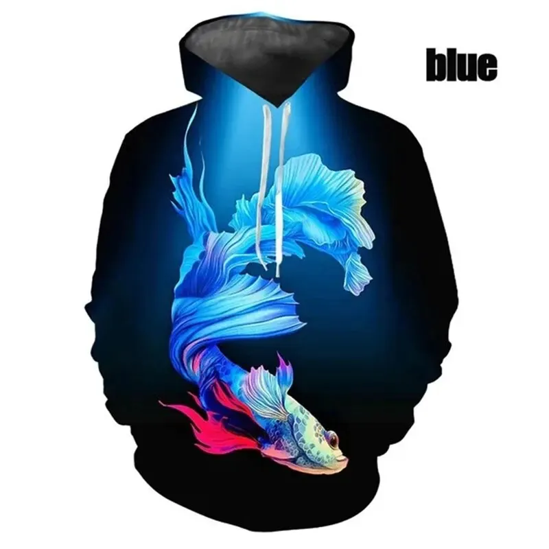 

Autumn And Winter Sweatshirts Pullover 3d Betta Fish Print Hoodie Men&women Unisex Cool Fashion Long-sleeved Graphic Hoodies