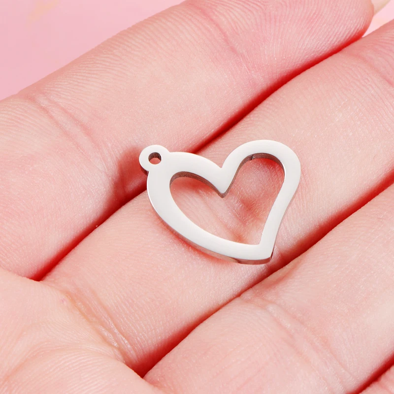 

Rumnvnty 20pcs Hollow Heart Charms Mirror Polished Stainless Steel Charm Inner DIY Jewelry