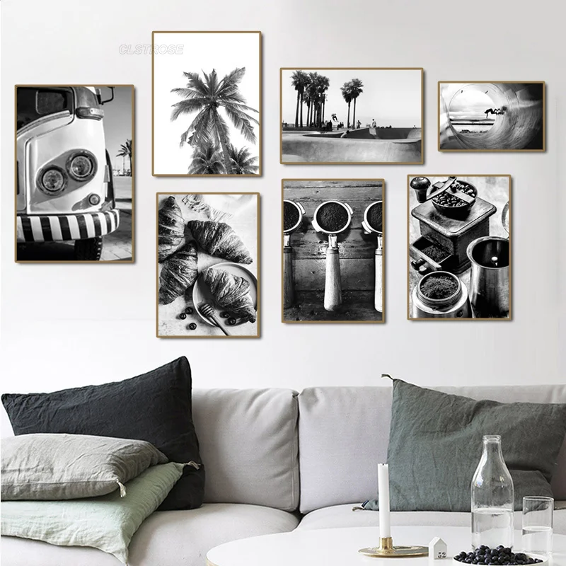 

Black and White Wall Art Poster Coffee Machine Camera Print Home Decoration Canvas Painting for Living Room Bedroom Entrance